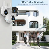E5804 WİFİ Güvenlik Kamerası 4 Kameralı 20MP ULTRA HD PTZ Hareketli Sesli Gece Görüşlü Akıllı Kamera - 5