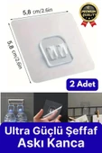 2 Adet Ultra Güçlü Suya Dayanıklı Şeffaf İz Bırakmaz Mutfak Banyo Raf Tablo Ayna Tutucu Askı Kanca thumbnail 1