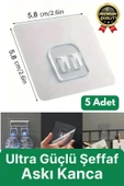 5 Adet Ultra Güçlü Suya Dayanıklı İz Bırakmaz Şeffaf Banyo Mutfak Ayna Tablo Raf Tutucu Askı Kanca thumbnail 1