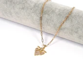 Paslanmaz Çelik Kadın Kolye, Altın Kaplama Işıltılı Kolye K-128 thumbnail 2