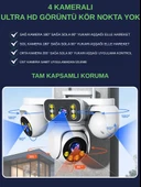 E5804 WİFİ Güvenlik Kamerası 4 Kameralı 20MP ULTRA HD PTZ Hareketli Sesli Gece Görüşlü Akıllı Kamera - 2