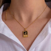 Çelik Kolye, Ay Kolye Altın Kaplama, Kadın Kolye K-131 thumbnail 3