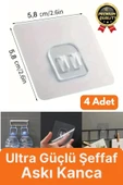 4 Adet Ultra Güçlü Suya Dayanıklı İz Bırakmaz Şeffaf Mutfak Banyo Tablo Raf Ayna Tutucu Askı Kanca thumbnail 1