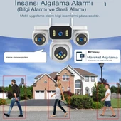 E5804 WİFİ Güvenlik Kamerası 4 Kameralı 20MP ULTRA HD PTZ Hareketli Sesli Gece Görüşlü Akıllı Kamera - 6