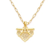 Paslanmaz Çelik Kadın Kolye, Altın Kaplama Işıltılı Kolye K-128 thumbnail 1