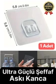 1 Adet Ultra Güçlü Şeffaf Suya Dayanıklı İz Bırakmaz Mutfak Banyo Raf Tablo Ayna Tutucu Askı Kanca thumbnail 1