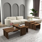 Vera 2'li Orta Sehpa ve Zigon Sehpa Seti , Servis Sehpası Sandık (Ceviz) thumbnail 1