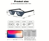 Thug Life Trend Güneş Gözlüğü Mozaik Siyah Kedi Gözlükleri thumbnail 2