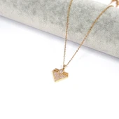 Çelik Kolye, Altın Kaplama Üçgen Kadın Kolye K-126 thumbnail 2