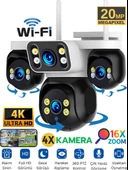 E5804 WİFİ Güvenlik Kamerası 4 Kameralı 20MP ULTRA HD PTZ Hareketli Sesli Gece Görüşlü Akıllı Kamera - 1