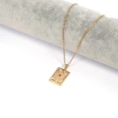 Çelik Kolye, Altın Kaplama Tarot Kadın Kolye K-118 thumbnail 2