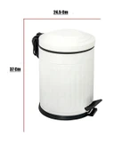 Vintage 12 Lt Yavaş Kapanır Kapaklı Ofis Mutfak Banyo Balkon Çöp Kovası Beyaz thumbnail 6