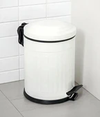 Vintage 12 Lt Yavaş Kapanır Kapaklı Ofis Mutfak Banyo Balkon Çöp Kovası Beyaz thumbnail 2