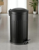 Vintage 16 Lt Yavaş Kapanır Kapaklı Ofis Mutfak Banyo Balkon Çöp Kovası Siyah thumbnail 2