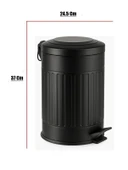 Vintage 12 Lt Yavaş Kapanır Kapaklı Ofis Mutfak Banyo Balkon Çöp Kovası Siyah thumbnail 4