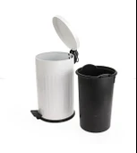 Vintage 16 Lt Yavaş Kapanır Kapaklı Ofis Mutfak Banyo Balkon Çöp Kovası Beyaz thumbnail 4