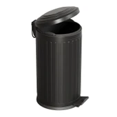 Vintage 16 Lt Yavaş Kapanır Kapaklı Ofis Mutfak Banyo Balkon Çöp Kovası Siyah thumbnail 4