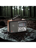 NS-8897 Orta Boy Retro, Nostaljik, Ahşap Tasarım Bluetooth Hoparlörlü, Şarjlı, Taşınabilir Fm/am Destekli Radyo - 3