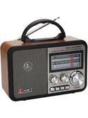 NS-8897 Orta Boy Retro, Nostaljik, Ahşap Tasarım Bluetooth Hoparlörlü, Şarjlı, Taşınabilir Fm/am Destekli Radyo - 2
