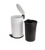 Vintage 12 Lt Yavaş Kapanır Kapaklı Ofis Mutfak Banyo Balkon Çöp Kovası Beyaz thumbnail 4