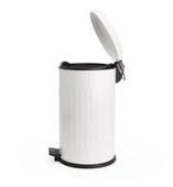 Vintage 12 Lt Yavaş Kapanır Kapaklı Ofis Mutfak Banyo Balkon Çöp Kovası Beyaz thumbnail 3