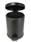 Vintage 12 Lt Yavaş Kapanır Kapaklı Ofis Mutfak Banyo Balkon Çöp Kovası Siyah thumbnail 3