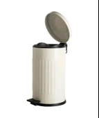 Vintage 16 Lt Yavaş Kapanır Kapaklı Ofis Mutfak Banyo Balkon Çöp Kovası Krem thumbnail 3