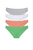 4 adet Süper Eko Set Likralı Kadın Slip Külot Gri Beyaz Pudra Yeşil - 1