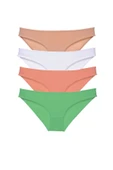 4 adet Süper Eko Set Likralı Kadın Slip Külot Ten Beyaz Pudra Yeşil - 1