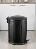 Vintage 5 Lt Yavaş Kapanır Kapaklı Ofis Mutfak Banyo Balkon Çöp Kovası Siyah thumbnail 2