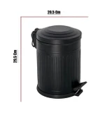 Vintage 5 Lt Yavaş Kapanır Kapaklı Ofis Mutfak Banyo Balkon Çöp Kovası Siyah thumbnail 5