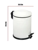 Vintage 5 Lt Yavaş Kapanır Kapaklı Ofis Mutfak Banyo Balkon Çöp Kovası Beyaz thumbnail 5