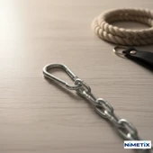 2’li Çelik Karabina 8MM Seti 150 Kg Taşıma, Dayanıklı Mandallı Kanca ASKI APARAT thumbnail 3