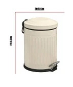 Vintage 5 Lt Yavaş Kapanır Kapaklı Ofis Mutfak Banyo Balkon Çöp Kovası Krem thumbnail 2