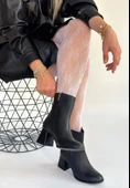 Tendy Siyah Cilt Topuklu Bot thumbnail 1
