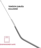 Çelik Pipet Paslanmaz Çelik Metal Meşrubat Pipeti Ve Pipet Temizleme Fırçası Seti 5 Parça thumbnail 4