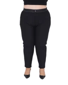 Ekstra Battal Dar Paça Toparlayıcı Yüksek Belli Paçası Fermuarlı Beli Lastikli Kadın Pantolon thumbnail 2