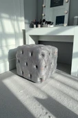 VISIONARIO Küp Puf - BEST İthal Kadife Babyface Kumaş Varak Baskı - Modern Ve Şık Oturma Dekoratif Puf&Bench thumbnail 3