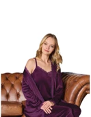 Modalove Kadın 3 Lü Sabahlıklı Fransız Kadife Pijama Takımı - 7