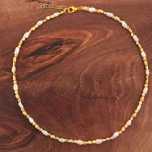 Vip İnci Taşlı Gold Renk Prinç Kadın Kolye thumbnail 2