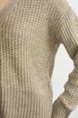Payet Detaylı Yünlü Triko Hırka - Koyu Bej thumbnail 5