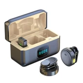 Plentiful Mıknatıslı Kablosuz Yaka Mikrofonu Çift Mikrofon iPhone 16 ile Uyumlu Type-C/lightning Portlu Telefon Pc Tablet Video Kayıt thumbnail 1