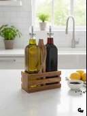 Ahşap Doğal 2Li Set Yağdanlık ve Sosluk Takımı(SET)(KİRAZ) Ahşap Rengi 2 SET thumbnail 1