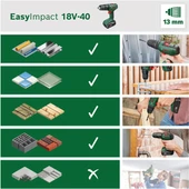 Bosch EasyImpact 18V-40 2 Ah Çift Akülü Darbeli Vidalama Makinesi - 06039D8108 thumbnail 6