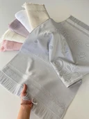 Sarra Mysoft Etamin Ve Kanaviçe İşlemelik Havlu - Gri - 30-50 - 1