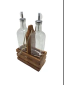 Ahşap Doğal 2Li Set Yağdanlık ve Sosluk Takımı(SET)(KİRAZ) Ahşap Rengi 2 SET thumbnail 3