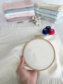 Sarra Mysoft Etamin Ve Kanaviçe İşlemelik Havlu - Gri - 30-50 - 4