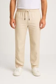 Erkek Keten Pantolon – Cepli, Beli Lastikli Ve Bağcıklı, Nefes Alan Rahat Kalıp, Yazlık Ve Baharlık Günlük Giyim, Şık - Konforlu Boru Paça Model - Bej thumbnail 3