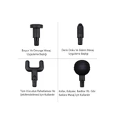 Yeni Nesil Darbeli Titreşimli Şarjlı Sporcu Masaj Tabancası 4 Başlıklı LC-002 (5365) thumbnail 4