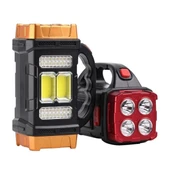 Solar ve USB Şarjlı LED + COB El Feneri | 1500 mAh Şarjlı Taşınabilir Çalışma Işığı–Su Geçirmez (5365) thumbnail 1